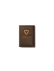 Ariat Tan Shield Brown Fabric Trifold Wallet Brown | DTJMXZ-372