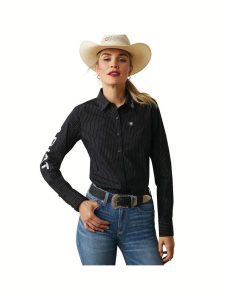 Ariat Team Kirby Stretch Shirt Black W/ Silver Lurex | TRUSFX-602