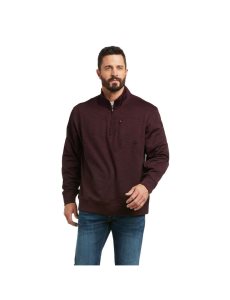 Ariat Team Logo 1/4 Zip Sweatshirt Malbec/Mid Grey | OCXMNF-920