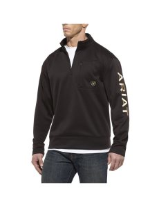 Ariat Team Logo 1/4 Zip Top Black | OPDVYL-801