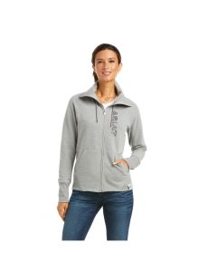 Ariat Team Logo Full Zip Sweatshirt Heather Grey | KLXHZI-541