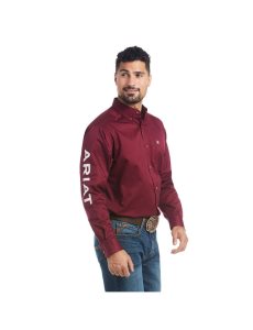 Ariat Team Logo Twill Classic Fit Shirt Burgundy | CGXAHK-730