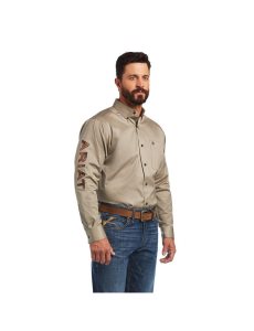 Ariat Team Logo Twill Classic Fit Shirt Brindle/Camo | MRKBGF-568