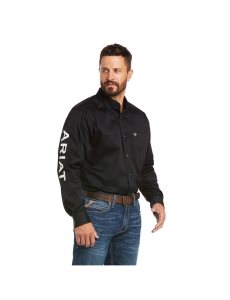 Ariat Team Logo Twill Classic Fit Shirt Black/White | XUVGQA-963