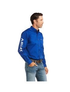 Ariat Team Logo Twill Fitted Shirt Ultramarine/White | HLDYIO-196