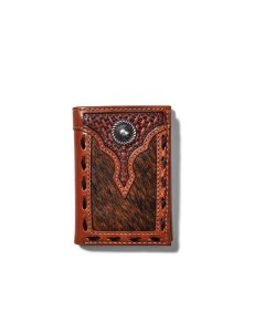 Ariat Trifold Wallet Basketweave Calf Hair Brown | USOAIF-435