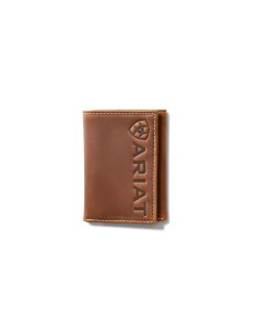 Ariat Trifold Wallet Large Logo Medium Brown | RXQOMV-230