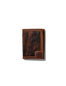 Ariat Trifold Wallet Logo Calf Hair Brown | GPWFMT-093