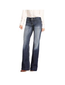 Ariat Trouser Mid Rise Stretch Entwined Wide Leg Jean Marine | ATRHOQ-392