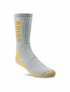 Ariat Ultimate Thermal Wool Blend Work Sock 2 Pair Pack Grey/Orange | ECXSJT-178