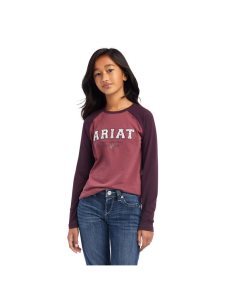 Ariat Varsity T-Shirt Mulberry/Nostalgia Rose | CURFXY-569