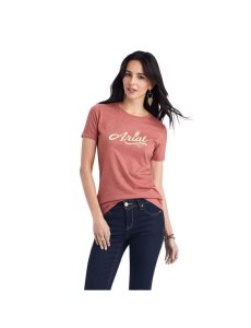 Ariat Wheat Script Tee Red Clay Heather | WSVEKX-509