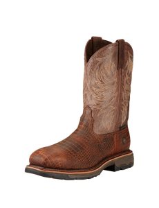 Ariat WorkHog Composite Toe Work Boot Brown Croco Print | GTWYVI-128