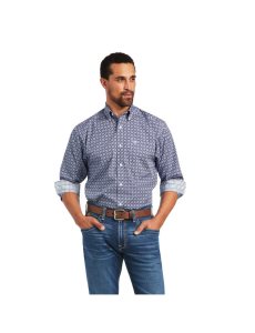 Ariat Wrinkle Free Ernest Classic Fit Shirt Nocturnal Blue | RWVEOQ-490