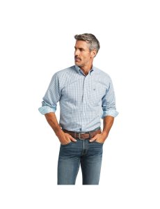 Ariat Wrinkle Free Yair Fitted Shirt Crystal Blue | CKJHDR-063