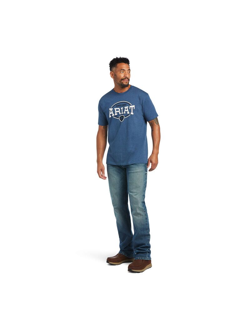 Ariat 93 Shield T-Shirt Sailor Blue Heather | TCQXDJ-306