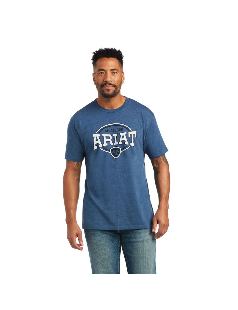 Ariat 93 Shield T-Shirt Sailor Blue Heather | TCQXDJ-306