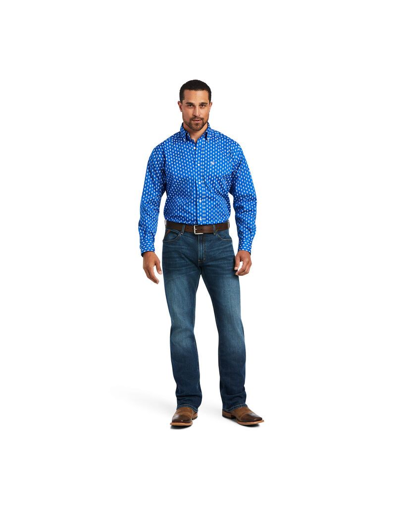 Ariat Alan Stretch Classic Fit Shirt Cerulean Blue | FGKBJQ-068