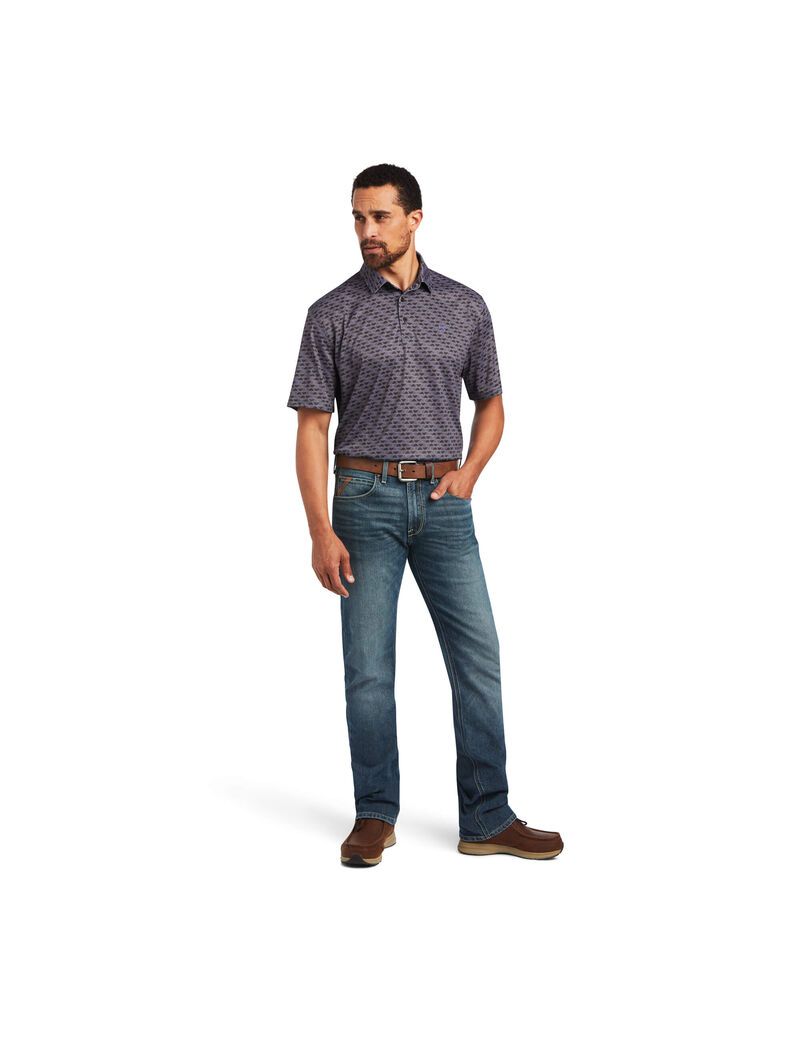 Ariat All Over Print Polo Nine Iron Geo | JNXSOC-986