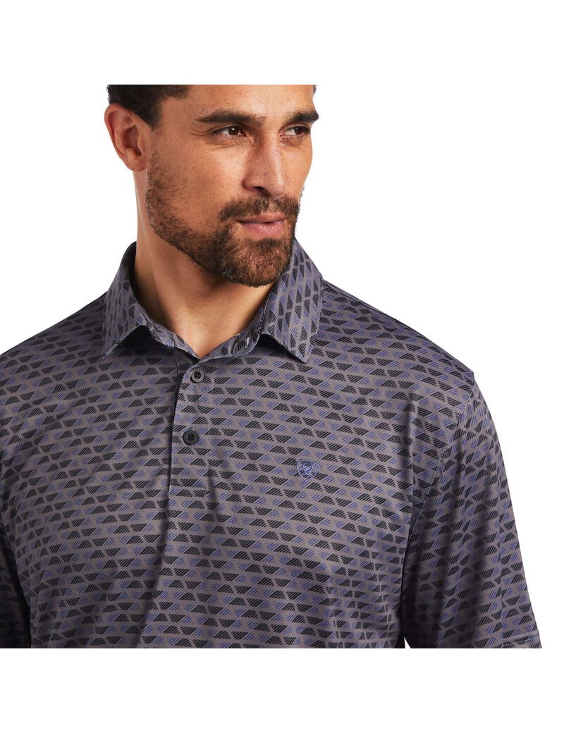 Ariat All Over Print Polo Nine Iron Geo | JNXSOC-986