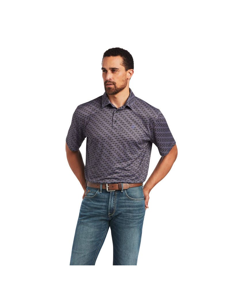 Ariat All Over Print Polo Nine Iron Geo | JNXSOC-986