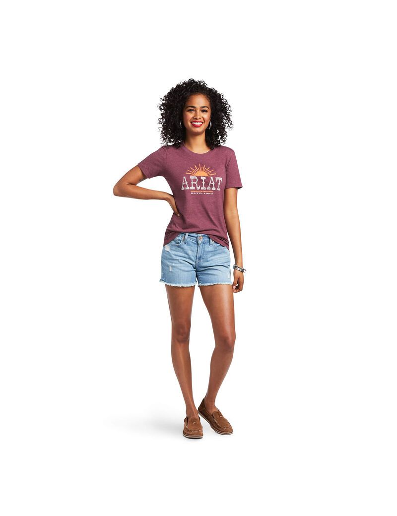 Ariat Amarillo T-Shirt Burgundy Heather | JTPMHG-847