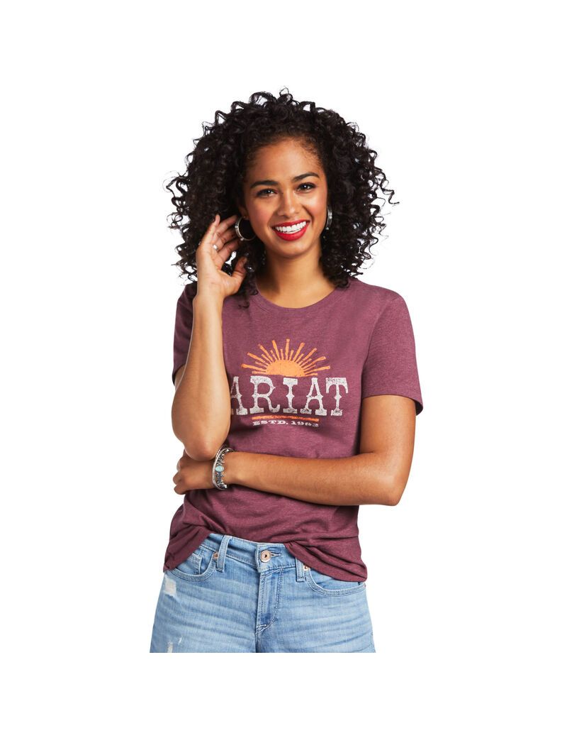 Ariat Amarillo T-Shirt Burgundy Heather | JTPMHG-847