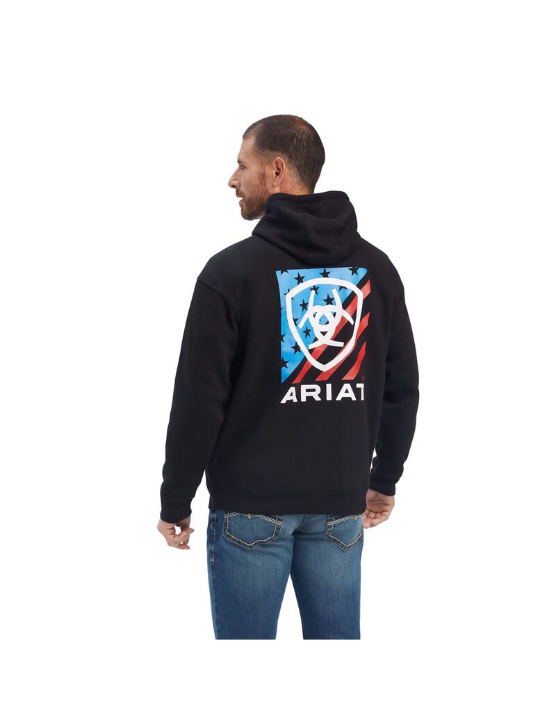 Ariat Americana Block Sweatshirt Black | HGXCFQ-613