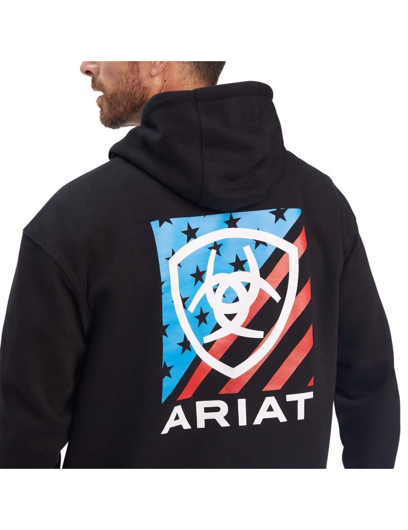 Ariat Americana Block Sweatshirt Black | HGXCFQ-613