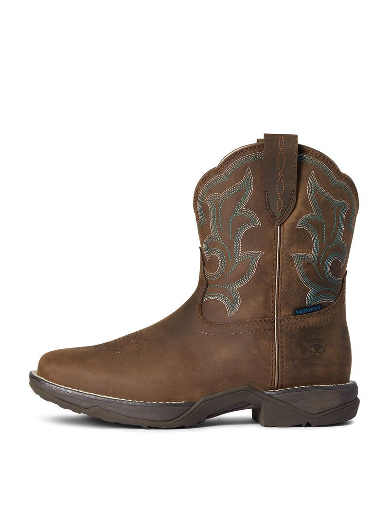 Ariat Anthem Shortie II Waterproof Western Boot Brown | OPIHFX-835