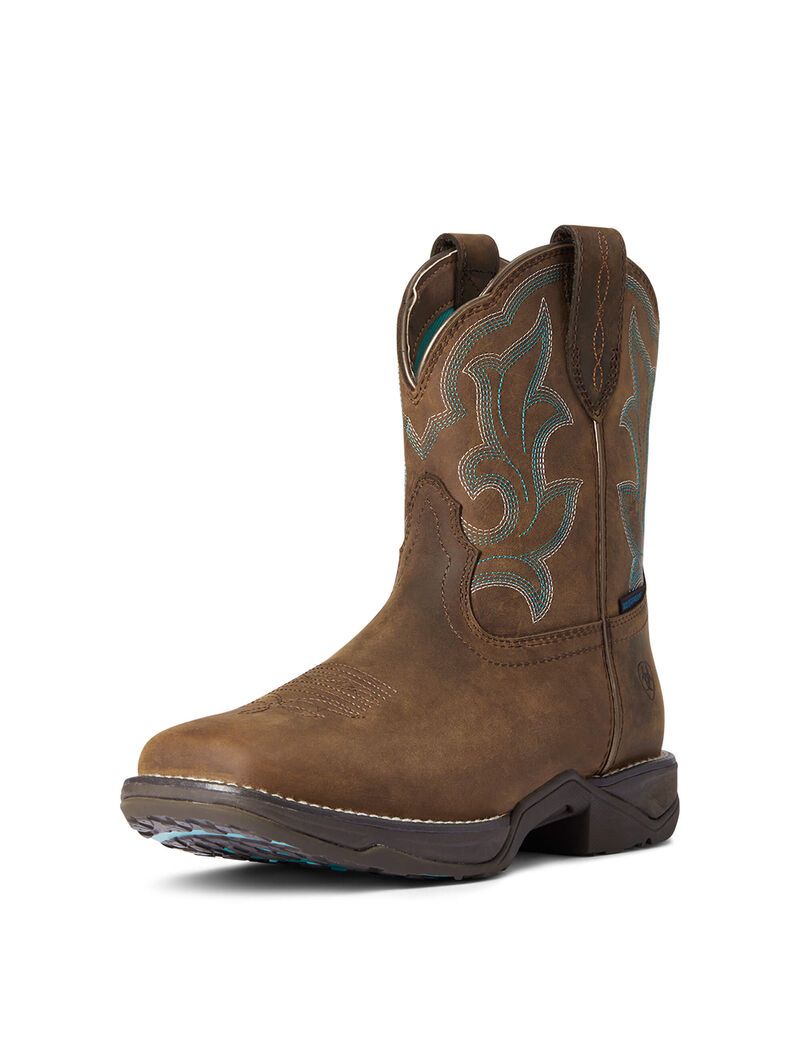 Ariat Anthem Shortie II Waterproof Western Boot Brown | OPIHFX-835