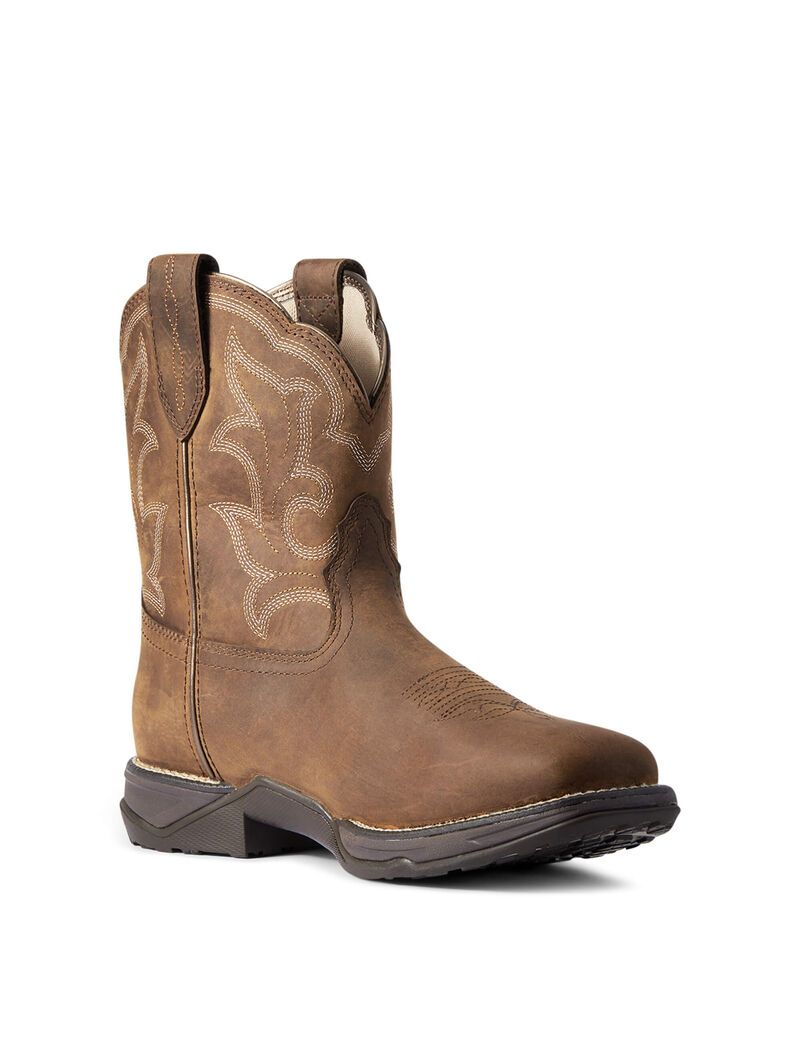 Ariat Anthem Shortie II Waterproof Western Boot Distressed Brown | RWDITE-743