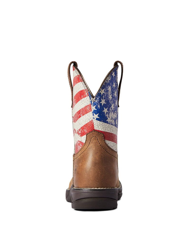 Ariat Anthem Shortie Patriot Western Boot Red Brown | XQWSRD-826