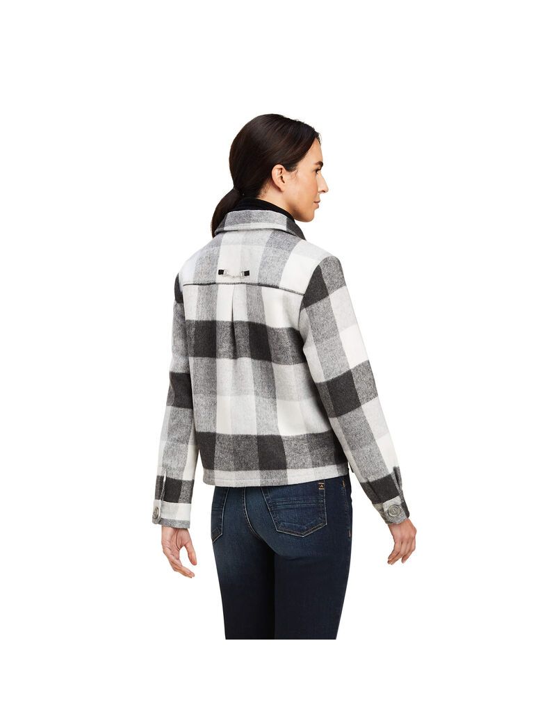 Ariat Ashford Shirt Jacket Heather Grey Plaid | QXPFLB-094