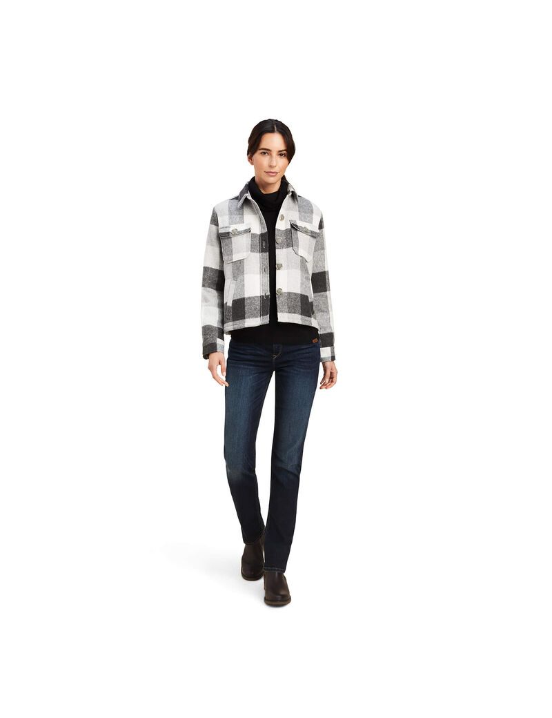 Ariat Ashford Shirt Jacket Heather Grey Plaid | QXPFLB-094