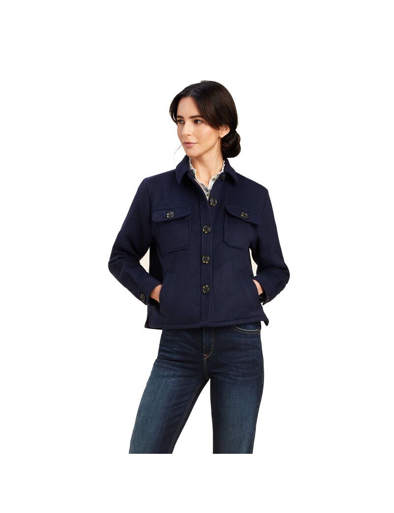 Ariat Ashford Shirt Jacket Navy | UXZRJT-218