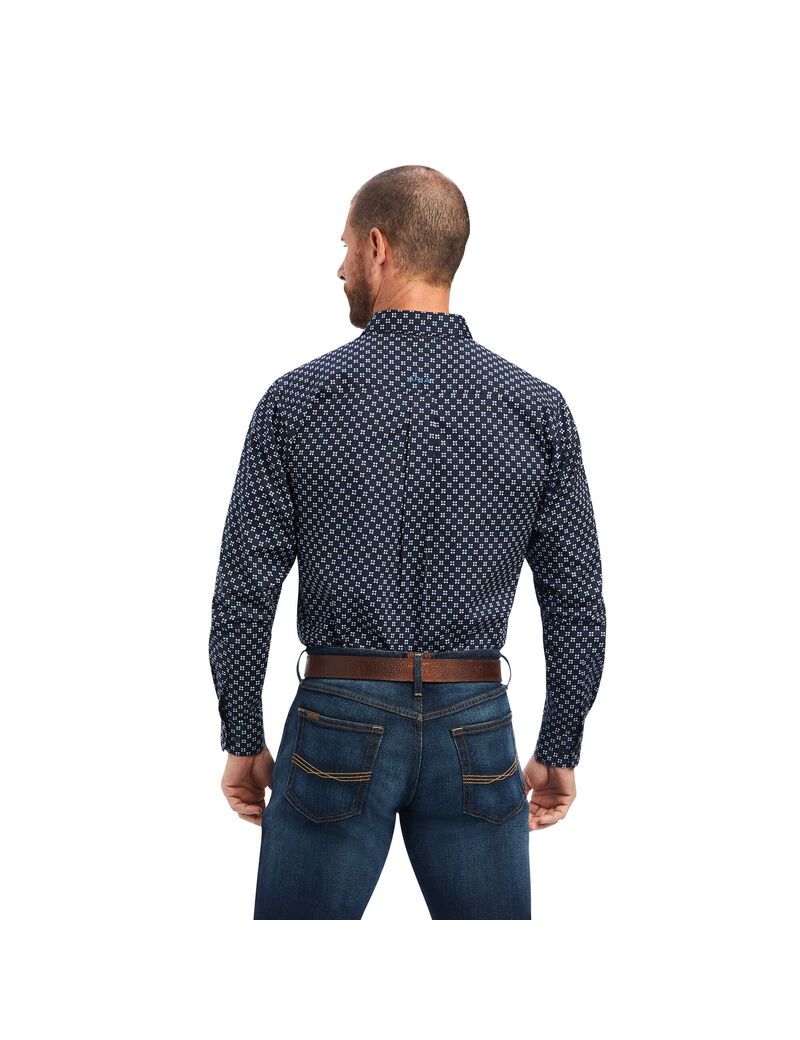 Ariat Baker Stretch Fitted Shirt Estate Blue | YCHOGS-175