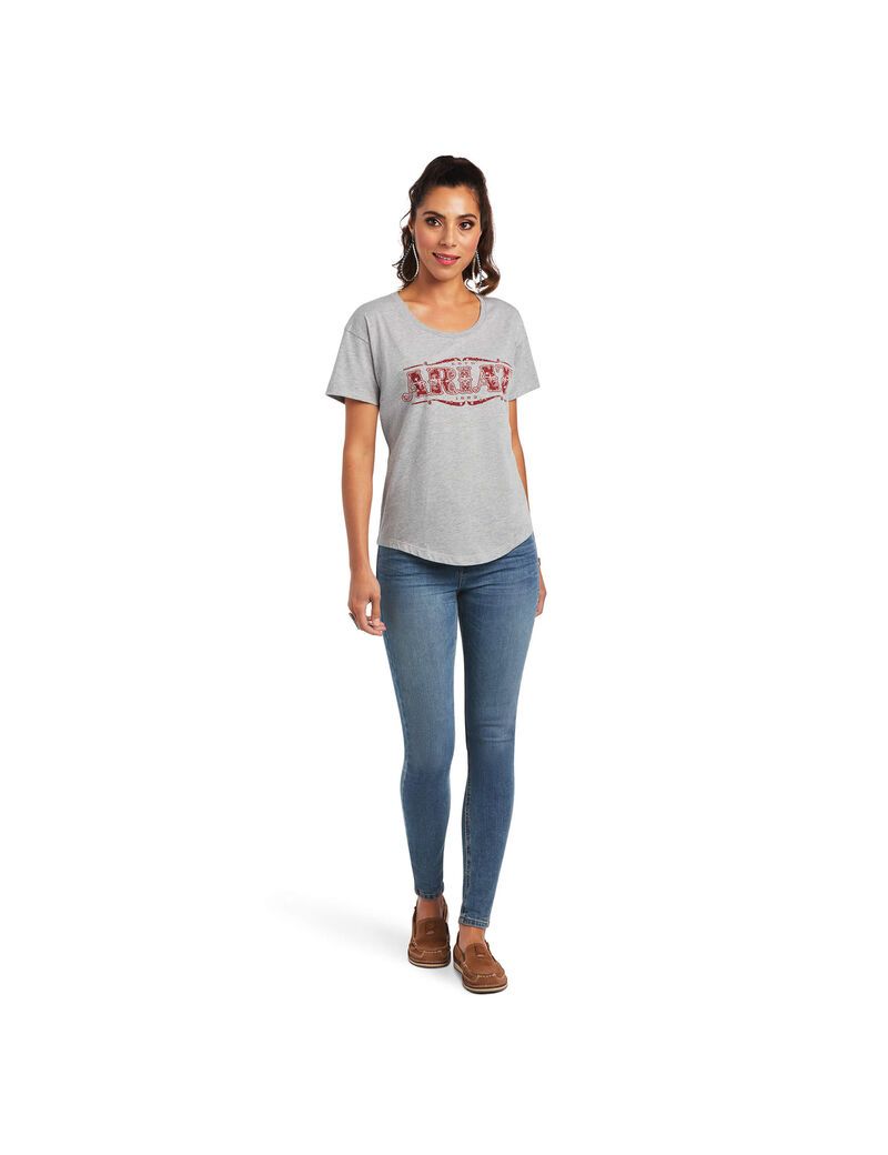 Ariat Bandana Logo T-Shirt Heather Grey | EVMGBS-952