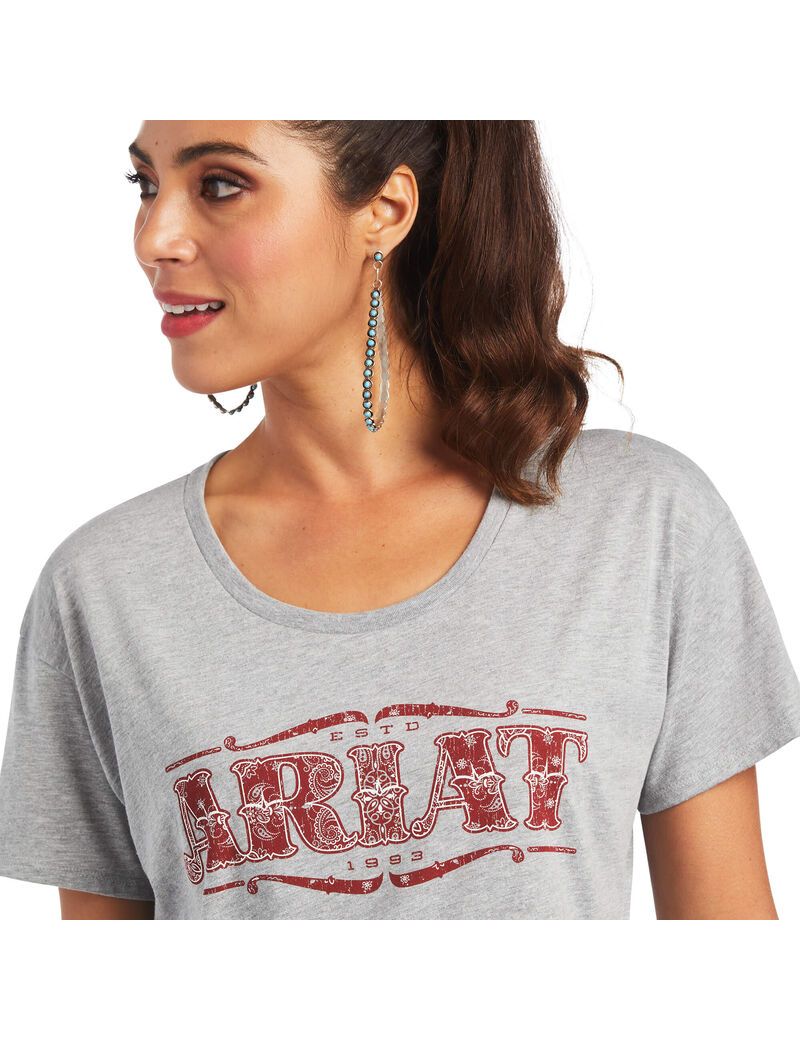 Ariat Bandana Logo T-Shirt Heather Grey | EVMGBS-952