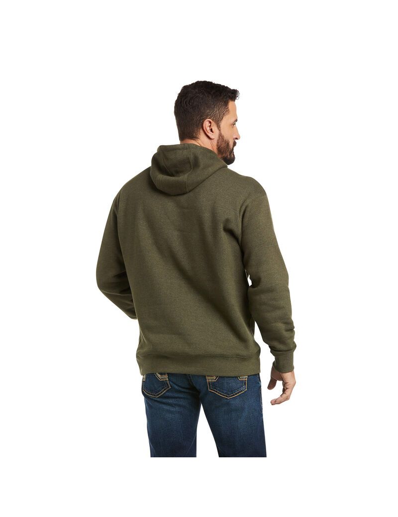 Ariat Basic Hoodie Sweatshirt Brine Olive Double Flag | FRUINY-315