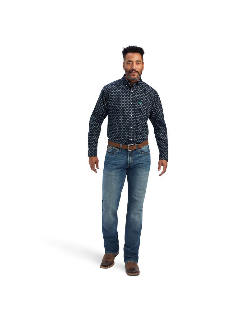 Ariat Beckham Classic Fit Shirt Dark Sapphire | SAMEXD-564