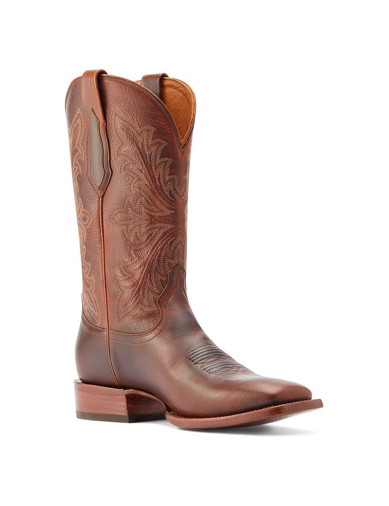 Ariat Bench Made Bassett Western Boot Saddle Brown Bison | JNQCXH-871