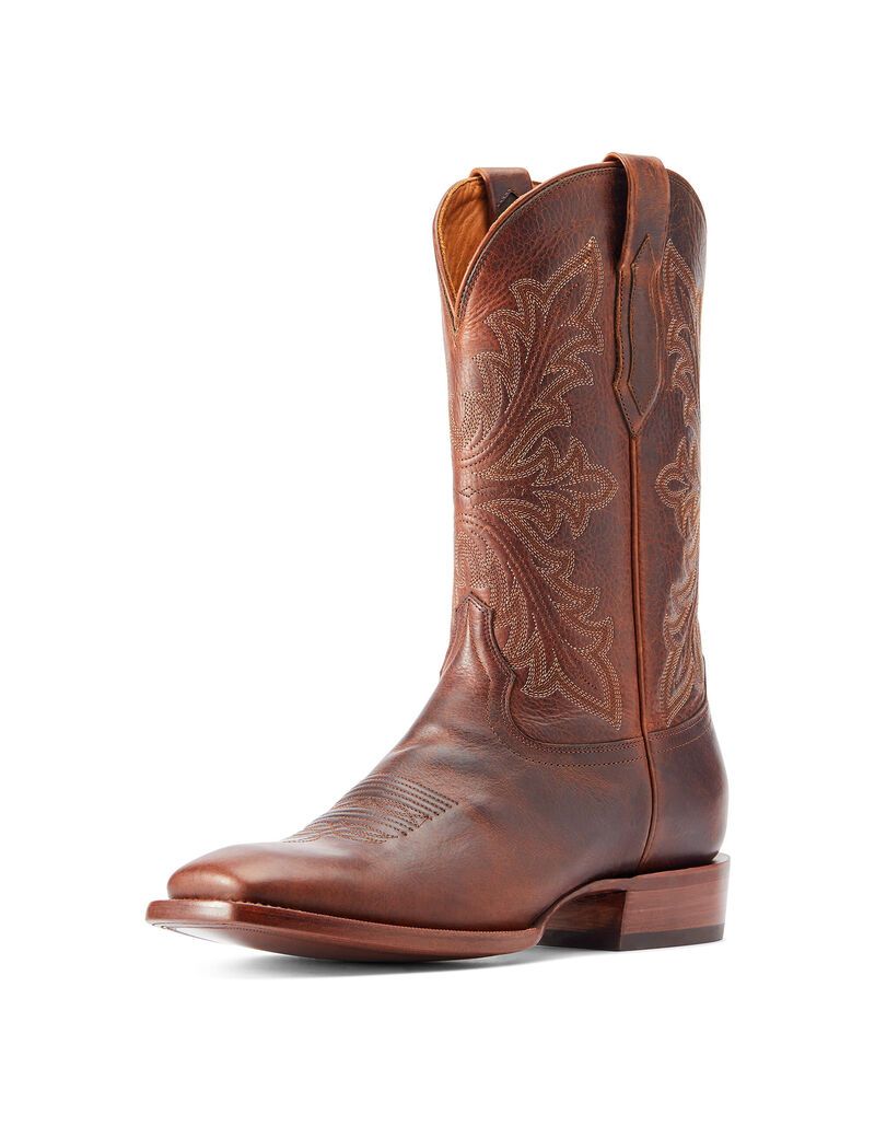 Ariat Bench Made Bassett Western Boot Saddle Brown Bison | JNQCXH-871