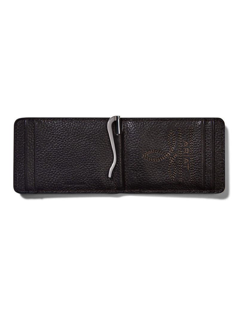 Ariat Bifold Slim Wallet Staked Logo Brown Rowdy | SEFRZG-564