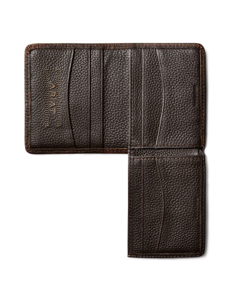 Ariat Bifold Wallet Stacked Logo Brown Rowdy | BQTYMU-357