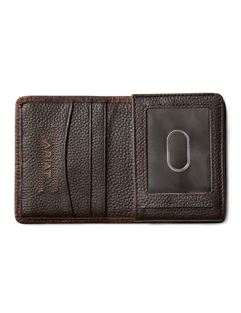 Ariat Bifold Wallet Stacked Logo Brown Rowdy | BQTYMU-357