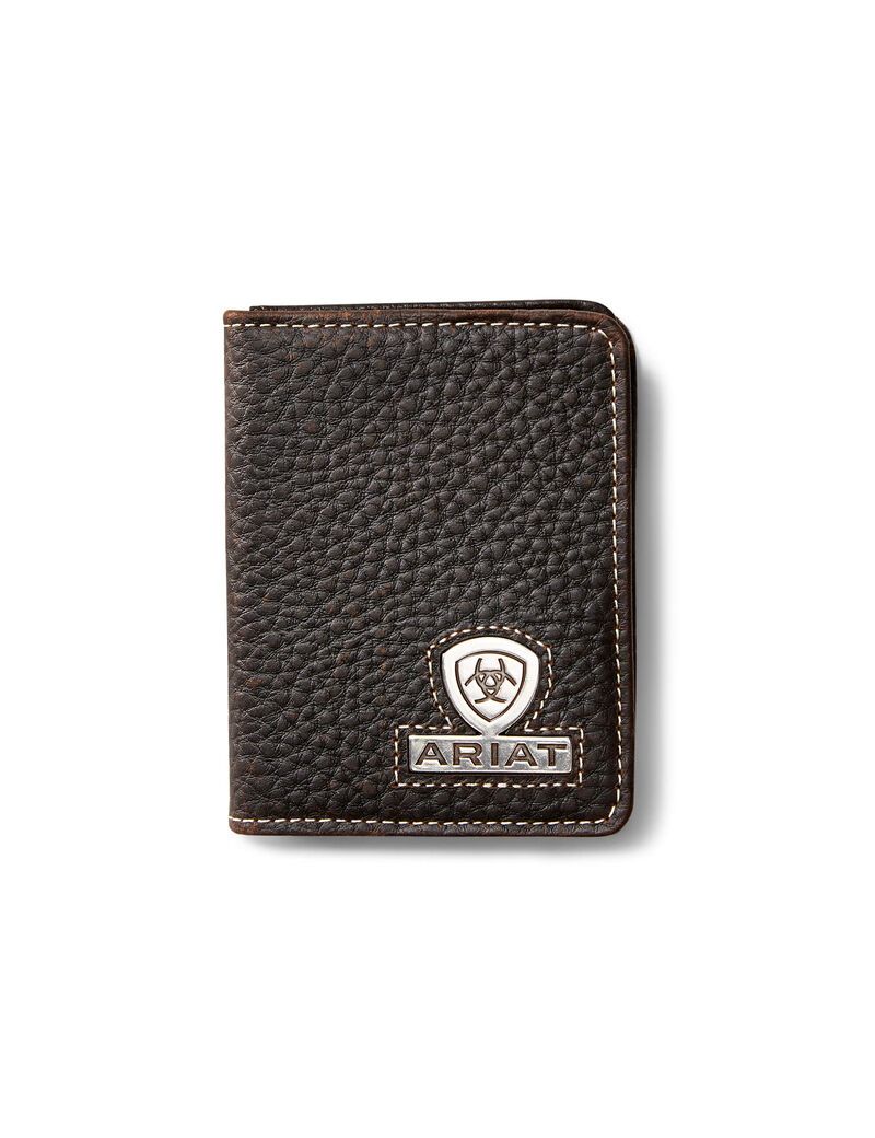 Ariat Bifold Wallet Stacked Logo Brown Rowdy | BQTYMU-357