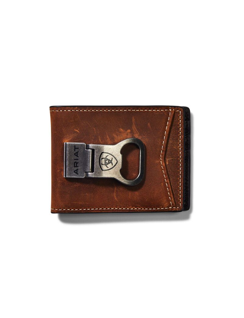 Ariat Bifold with Clip Wallet Brown | GIEMKJ-740