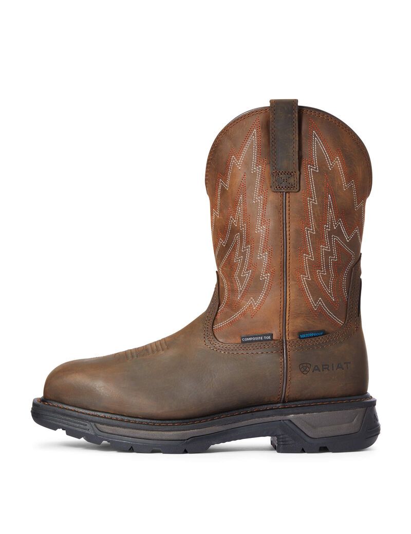 Ariat Big Rig Waterproof Composite Toe Work Boot Dark Brown | QZFGYP-917