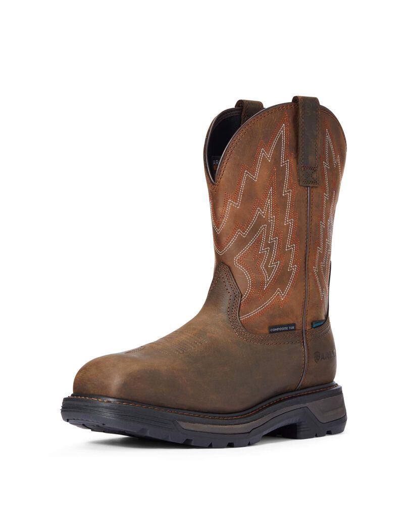 Ariat Big Rig Waterproof Composite Toe Work Boot Dark Brown | QZFGYP-917